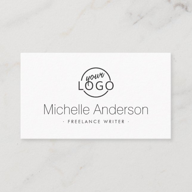 Custom logo plain white modern minimal business card (Front)