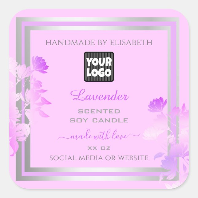 Custom Logo Product Packaging Labels Purple Silver (Front)