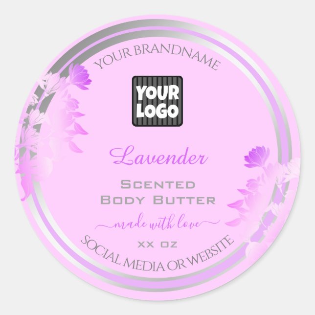 Custom Logo Product Packaging Labels Purple Silver (Front)