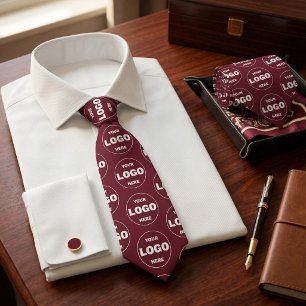 Custom Logo - Professional Branded Burgundy Wine Tie
