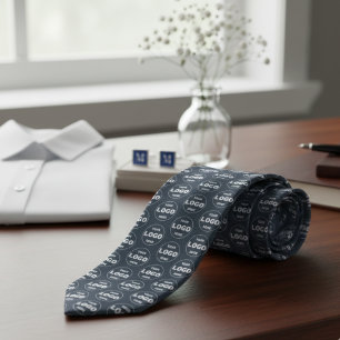 Custom Logo - Professional Branded Charcoal Gray Tie