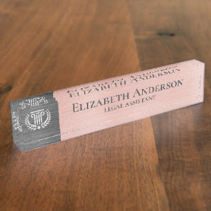 Custom Logo Professional Executive Pink Grey Nameplate