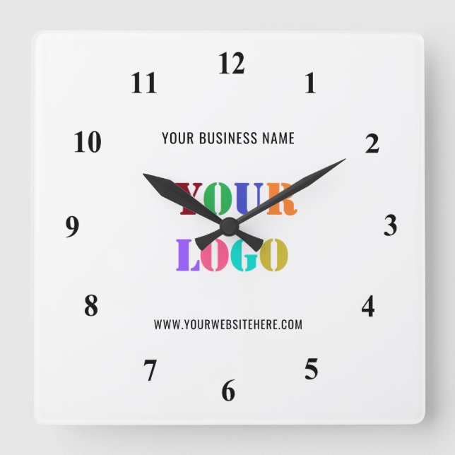 Custom Logo Promotional Business Personalized  Square Wall Clock (Front)
