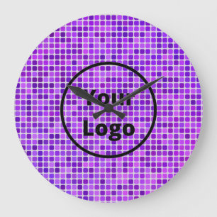 Custom logo purple blocks large clock