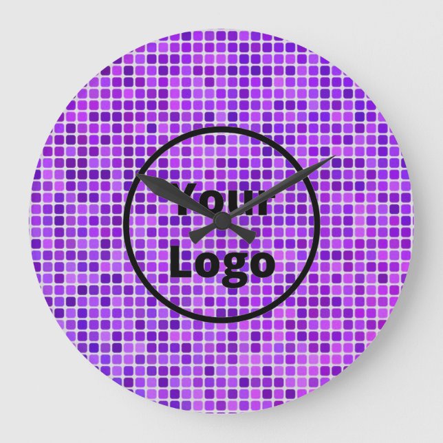 Custom logo purple blocks large clock (Front)