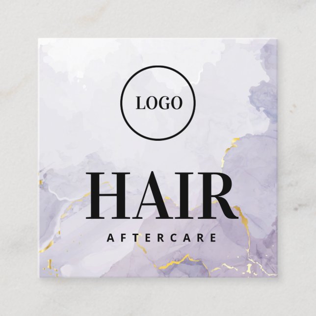 Custom Logo Purple Gold Hair Aftercare Card (Front)
