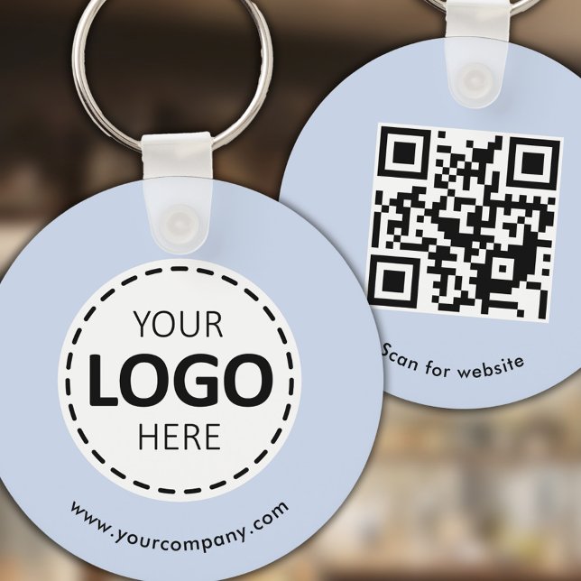 Custom Logo, QR code and Text, Baby Blue Keychain (Creator Uploaded)