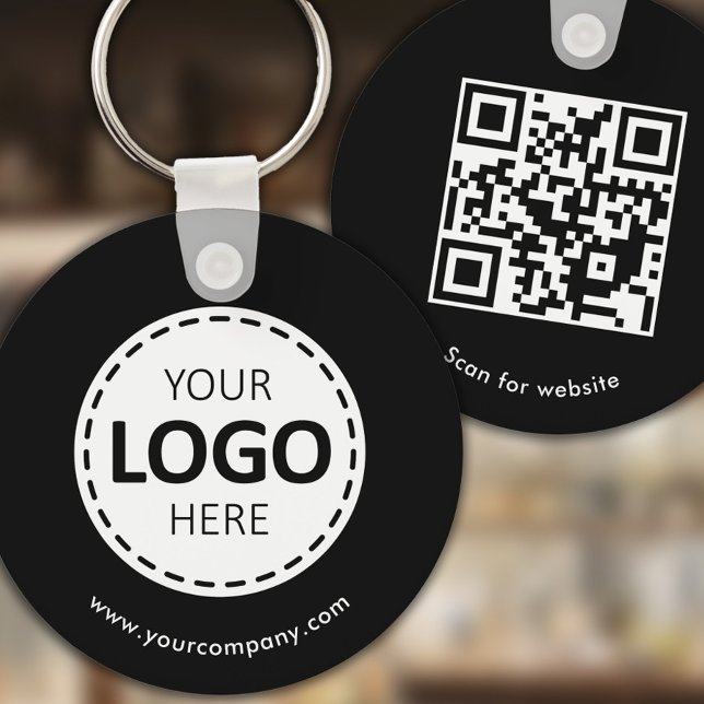 Custom Logo, QR code and Text, Black Keychain (Creator Uploaded)