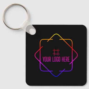 Custom logo, QR code and text double sided black Keychain