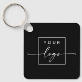 Custom logo, QR code and text double sided black Keychain (Front)