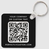 Custom logo, QR code and text double sided black Keychain (Back)