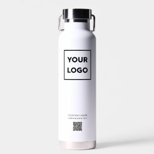 Custom Logo QR Code and Text on 2 Sides White Water Bottle