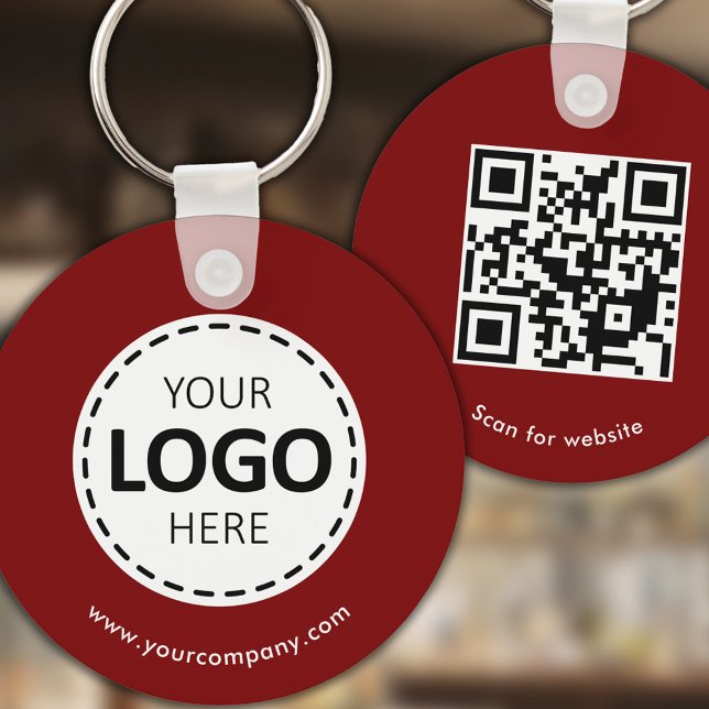 Custom Logo, QR code and Text, Red Keychain (Creator Uploaded)