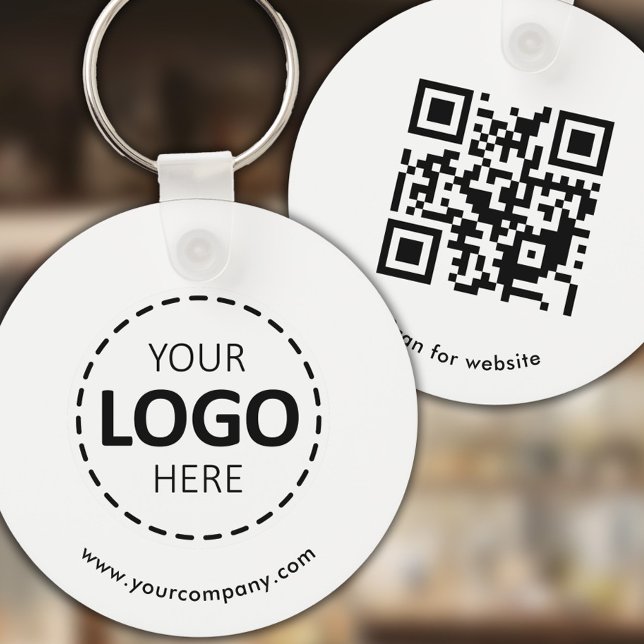 Custom Logo, QR code and Text, White Keychain (Creator Uploaded)