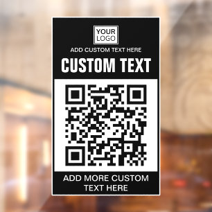 Custom logo, QR code and text  Window Cling