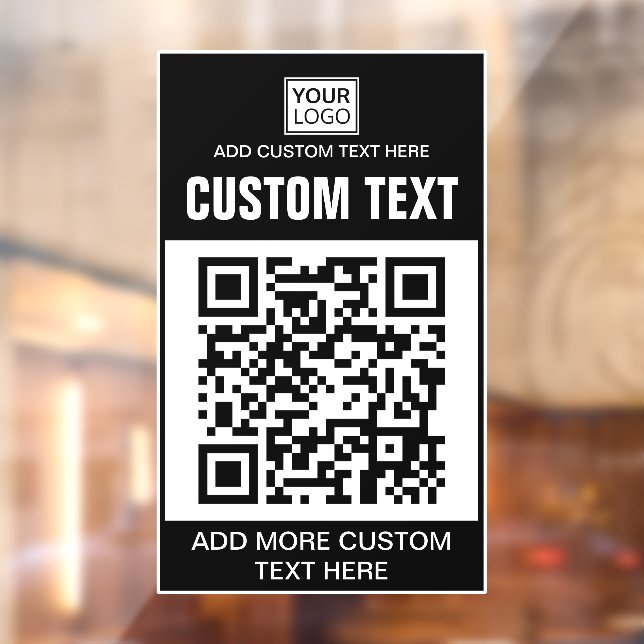 Custom logo, QR code and text  Window Cling (Sheet 2)