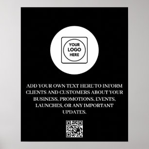 Custom Logo QR Code Black Brand Marketing poster