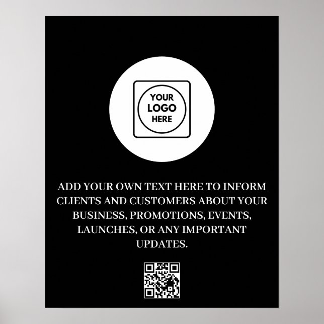 Custom Logo QR Code Black Brand Marketing poster (Front)