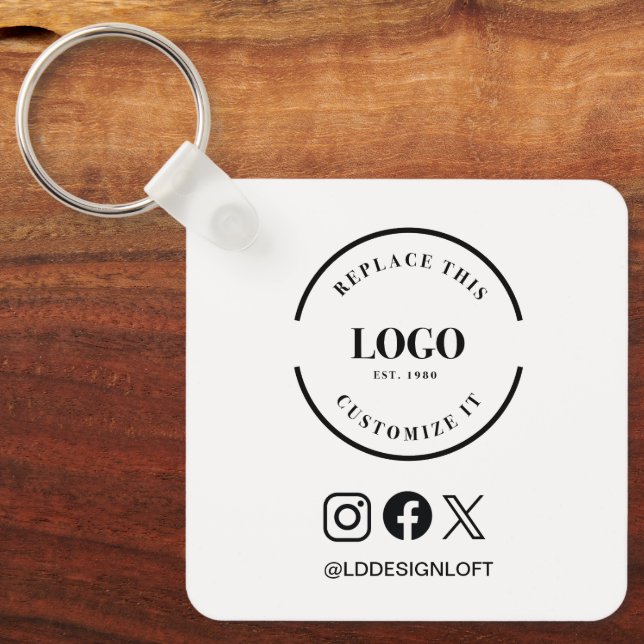 Custom Logo QR Code Business Promotion social Keychain (Front)