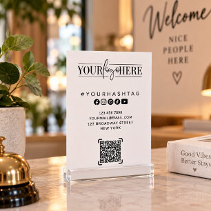 Custom Logo   QR Code Business White Table Card