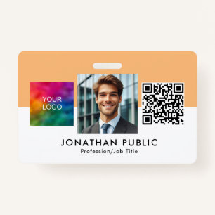 Custom Logo QR Code Employee Photo ID Card Badge