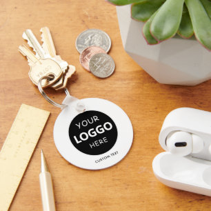 Custom Logo & QR Code on Black Company Business  Keychain