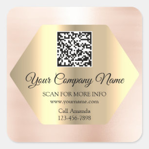 Custom Logo QR Code Promotional Gold Online Shop Square Sticker