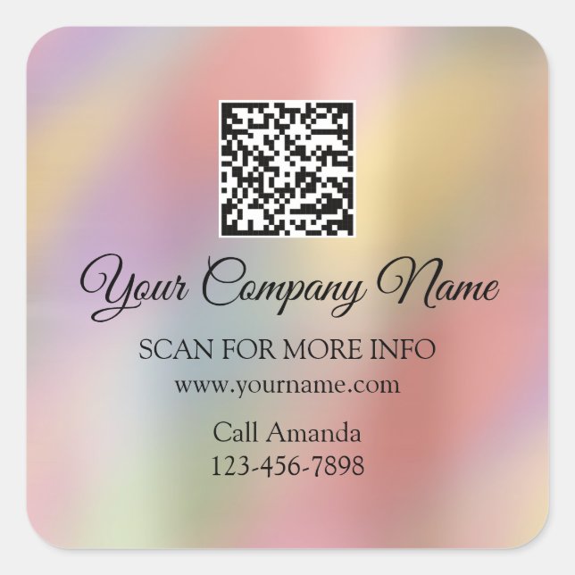 Custom Logo QR Code Promotional Holographic Modern Square Sticker (Front)