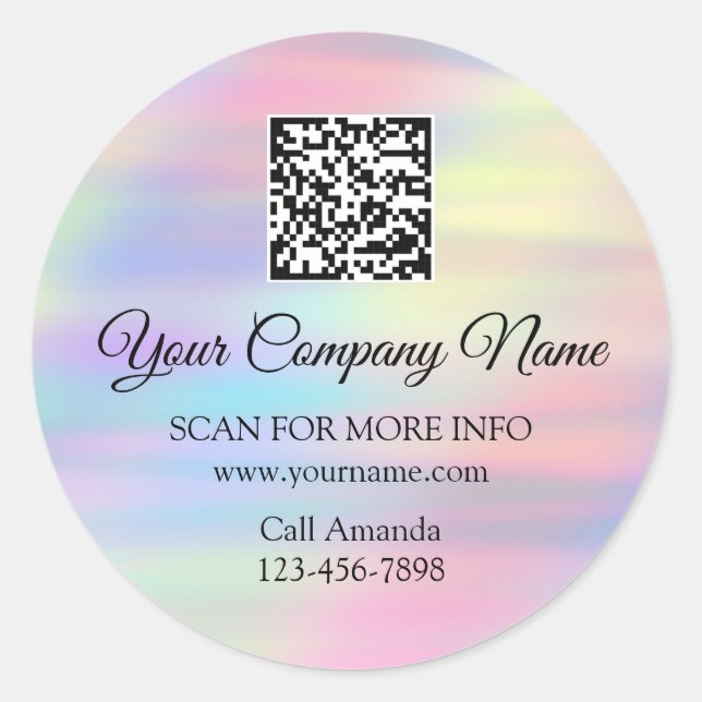 Custom Logo QR Code Promotional Pastel Sunset Classic Round Sticker (Front)