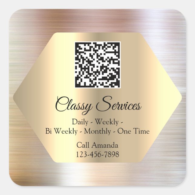 Custom Logo QR Code Promotional Scan It Rose Gold Square Sticker (Front)