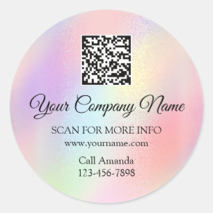 Custom Logo QR Code Promotional Shop Holographic Classic Round Sticker