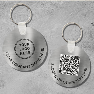 Custom Logo QR Code Promotional Silver Keychain