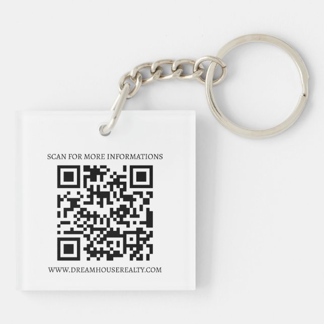 Custom Logo & QR Code Real Estate  Keychain (Back)