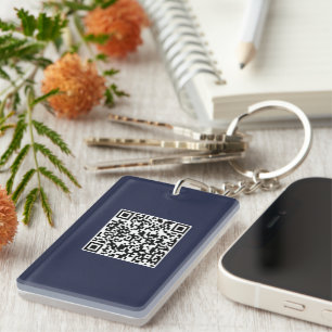 Custom Logo & QR Code Rectangle Keychain (2-Sided)