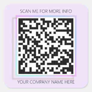 Custom Logo QR Code Scan Me For Purple Square Sticker