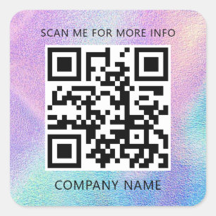 Custom Logo QR Code Scan Me Name Holographic Squar Square Sticker