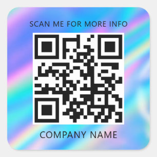 Custom Logo QR Code Scan Me Name Holographic Squar Square Sticker