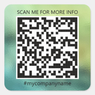 Custom Logo QR Code Scan Me Online Shop Green  Square Sticker