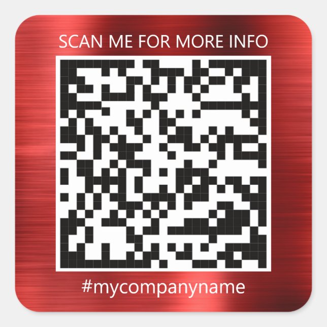 Custom Logo QR Code Scan Me Online Shop Red Square Sticker (Front)