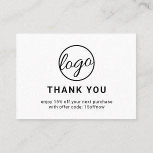 Custom Logo QR Code Simple Black and White Modern Discount Card