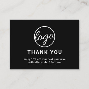 Custom Logo QR Code Simple Black Modern Discount Card