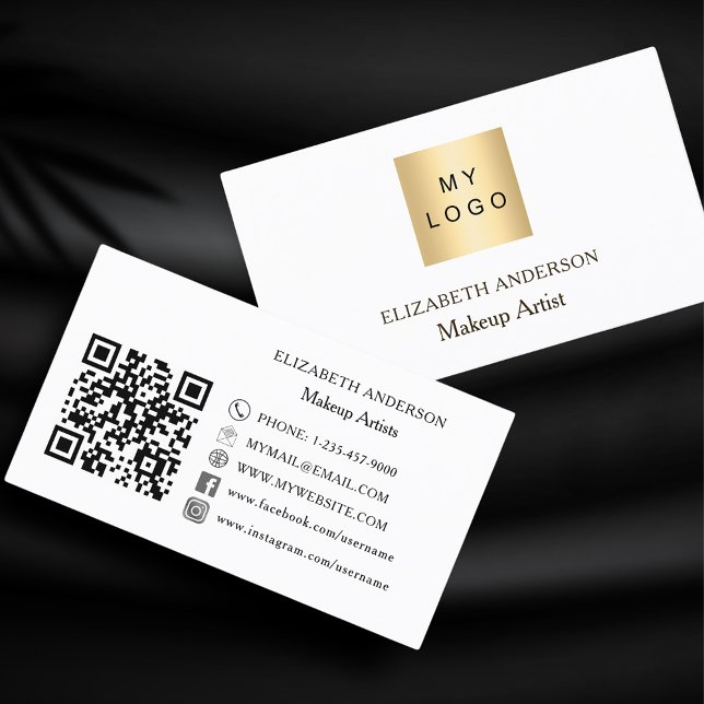 Custom logo Qr code social media brand colour Business Card (Creator Uploaded)