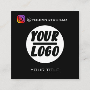 Custom logo   QR code   social media icons Elegant Square Business Card