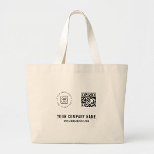 Custom Logo QR Code Text Branding Promotional Large Tote Bag
