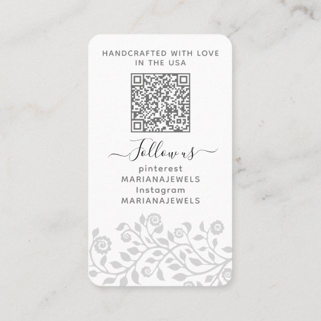 Custom Logo & QR Code White Earrings Display Cards (Back)