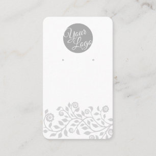 Custom Logo & QR Code White Earrings Display Cards