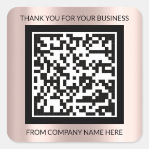 Custom Logo QRCode Name Thank You Rose Frame Square Sticker