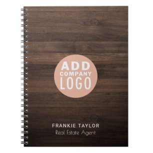 Custom Logo Real Estate Agent Wood Look Notebook