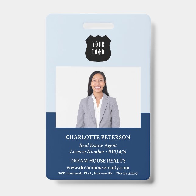 Custom Logo Real Estate Realtor Name Badge (Front)