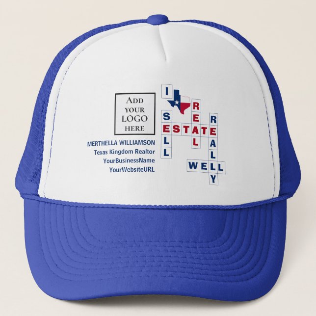 Custom LOGO Realtor TEXAS Real Estate Trucker Hat (Front)